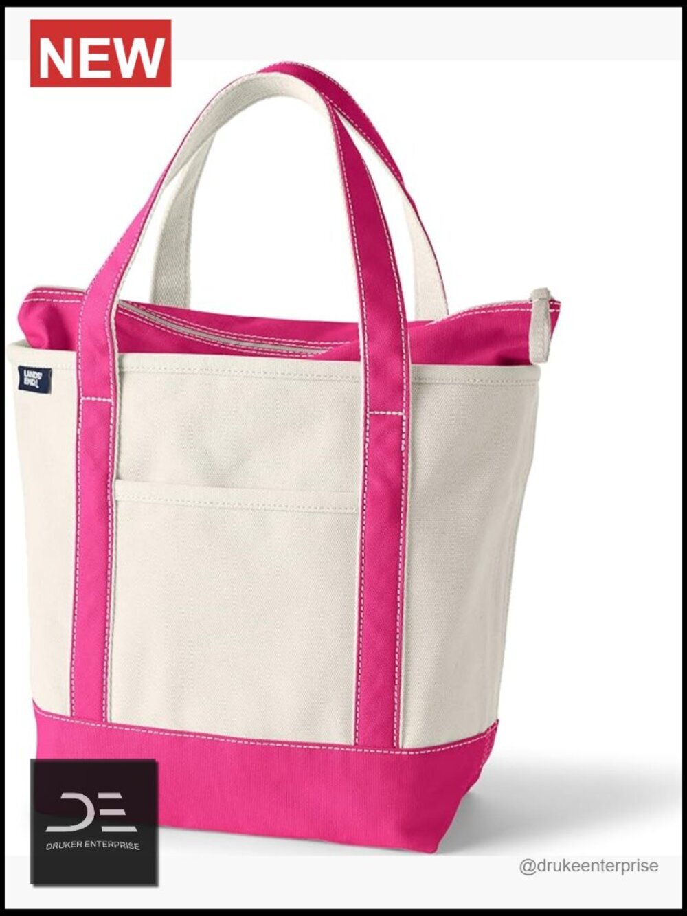 Canvas Zip Top Tote Bag Water Repellent with Pockets